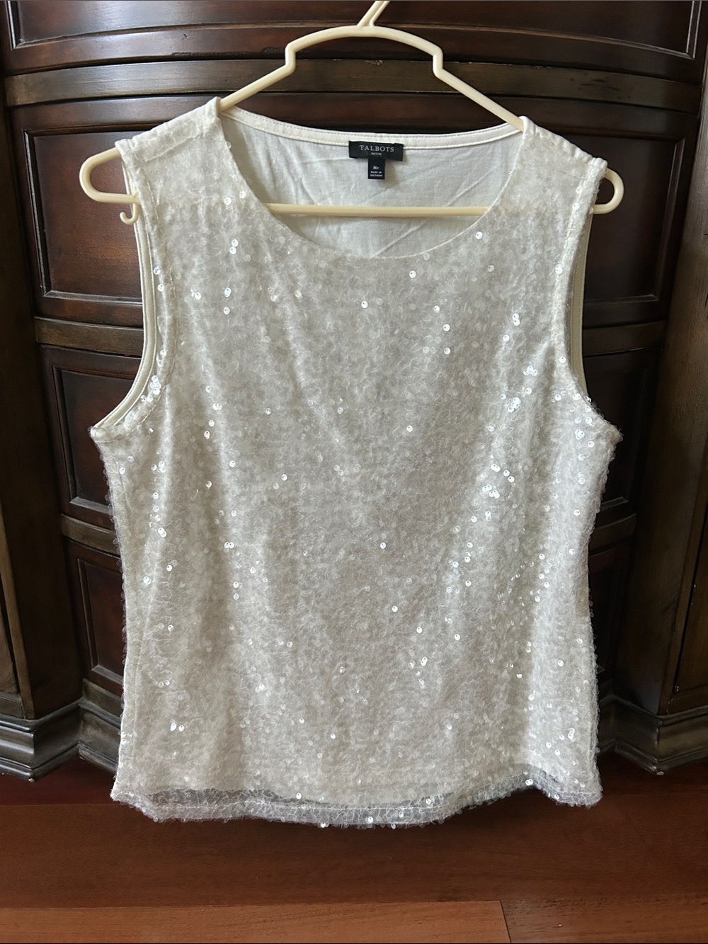 Talbots Ivory Sequin Sleeveless Camisole